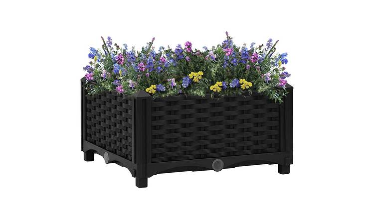 Walplus Polypropylene Raised Garden Bed - Black - 40 x 40 x 23 cm