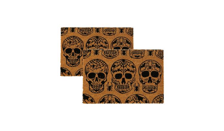 Nicola Spring Halloween Coir Door Mats - Day of the Dead - Pack of 2