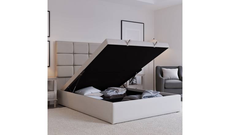 Snuggle Beds Ivory Hayden Fabric Ottoman Bed Frame - Double