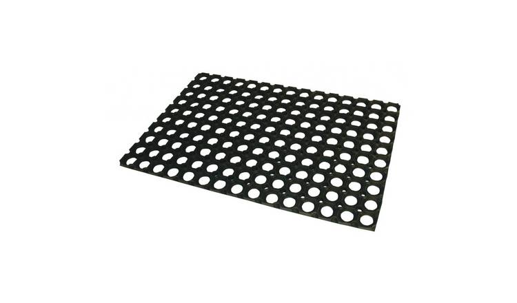 JVL Rondo Rubber Ring Door Mat - Black