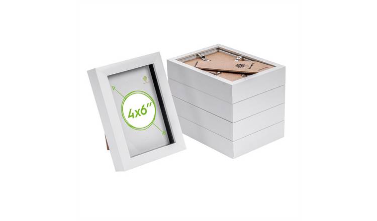 Nicola Spring Pack of 5 3D Box Photo Frames - 4" x 6" - White