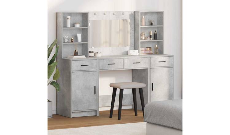 Walplus 3 Piece Dressing Table Set - Concrete Grey - 158.5 x 41 x 135 cm
