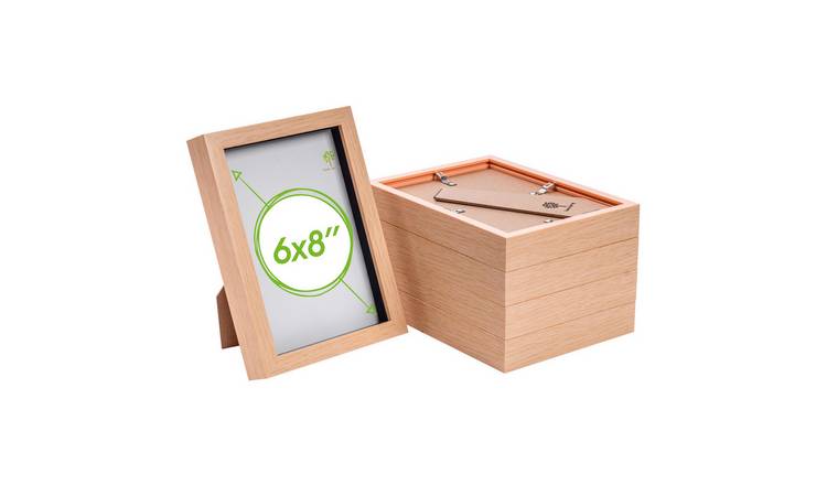 Nicola Spring 3D Box Photo Frames - 6 x 8" - Set of 5 - Light Wood