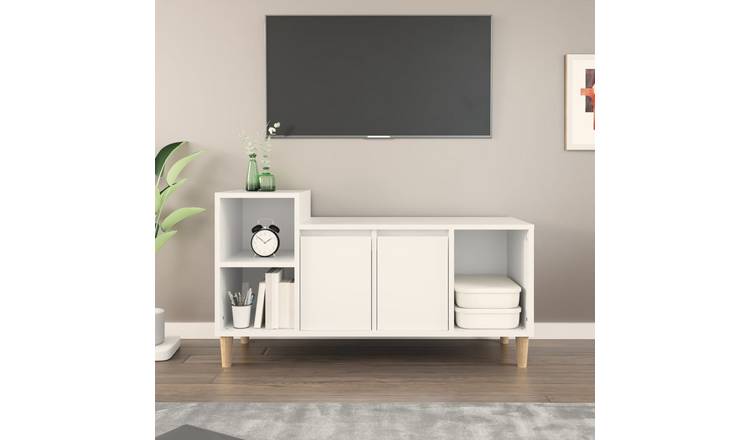 Walplus Solid Wood TV Cabinet - White - 100 x 35 x 55 cm