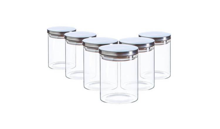 Argon Tableware Scandi Storage Jars with Metallic Lidsml - Silver - Set of 6
