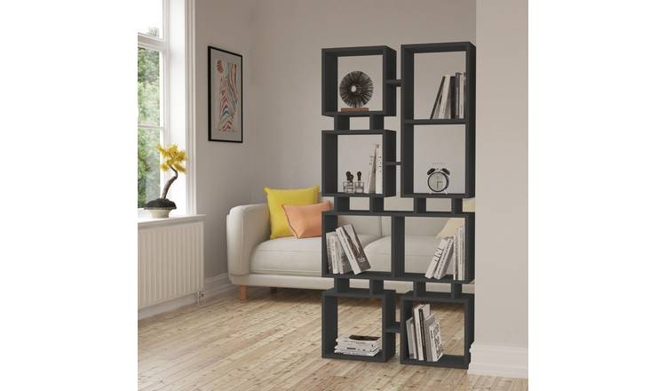 Decortie Rail Backless Open Room Divider Bookcase - Anthracite