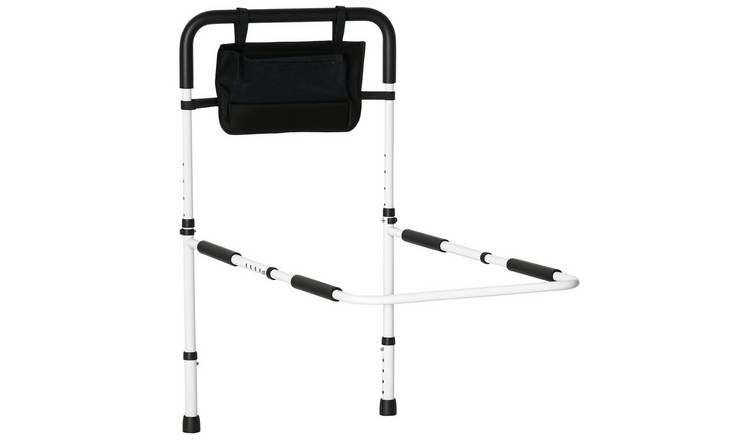 HOMCOM Height Adjustable Steel Storage Pocket Safety Bed Rail – White
