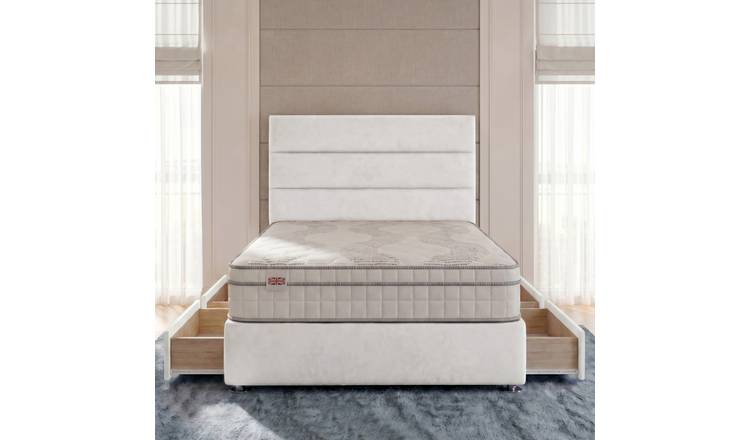 Somnior Regent Velvet Double 4 Drawer Pocket Mattress Divan Bed Set - White
