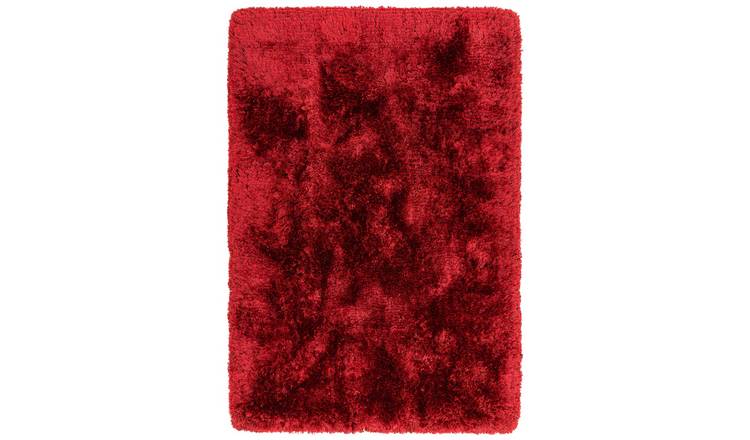 Mega Flooring Red Shaggy Plain Rug - 120 x 170cm
