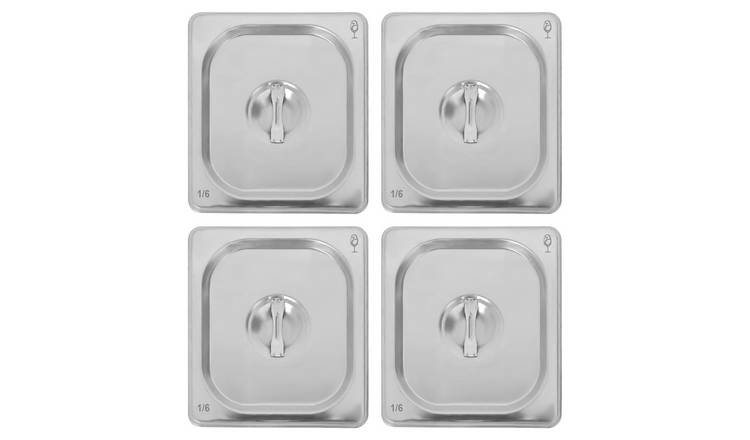 Argon Tableware Steel Gastronorm Container Lids 1/6 - Set of 4