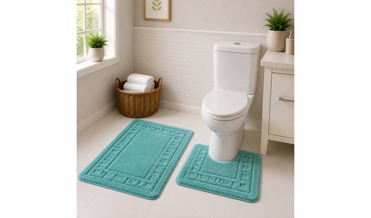 New Edge Blinds Miami Bath Mat & Pedestal Set - Duck Egg