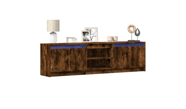Walplus Engineered Wood LED TV Cabinet - smoked oak - 180 x 34 x 50 cm