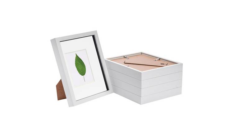 Nicola Spring 3D Box Photo Frames - 8 x 10" with Mount - Set of 5 - White