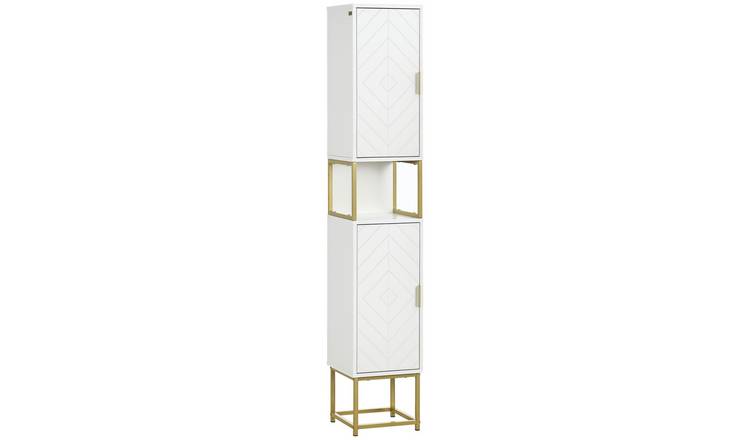 kleankin Freestanding Tallboy Storage Unit with Adjustable Shelf - White