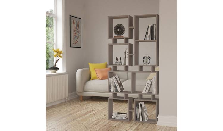 Decortie Rail Backless Open Room Divider Bookcase - Mocha
