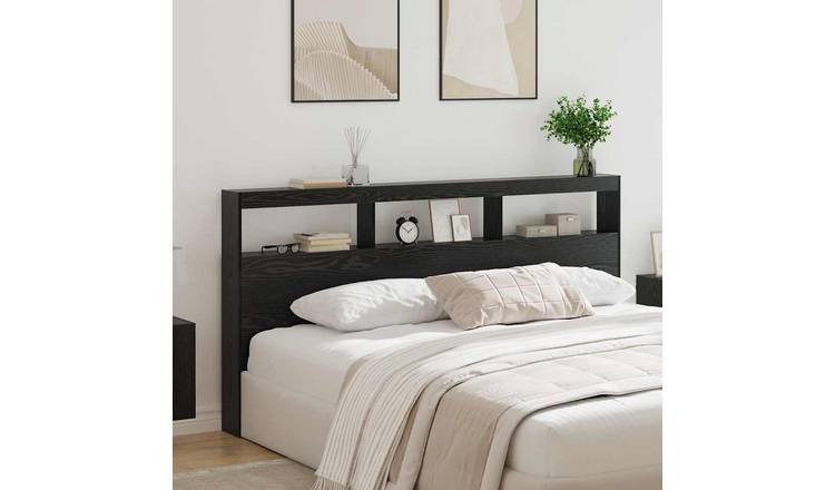 Walplus Engineered Wood Headboard - Black Ash - 200 x 17 x 102 cm