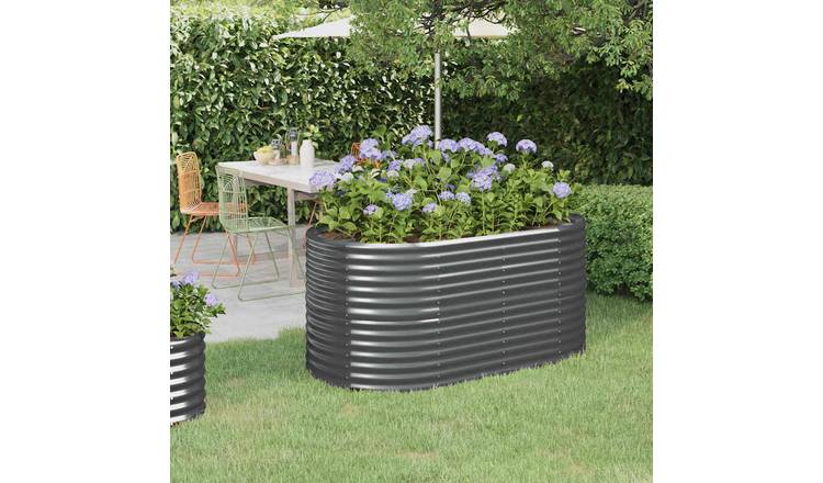 Walplus Galvanised Steel Raised Garden Bed - Anthracite - 152 x 80 x 68 cm