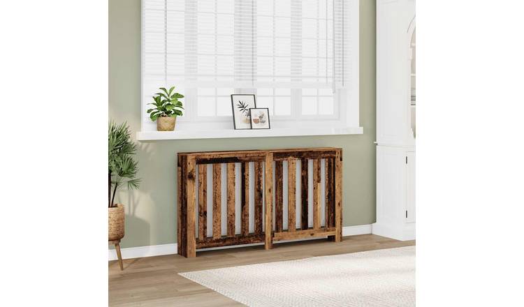 Walplus Vertical Slats Radiator Cover - Old Wood - 149 x 20 x 82 cm