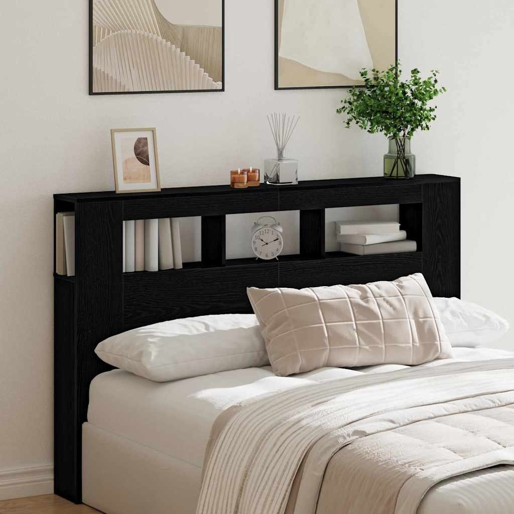 Walplus Engineered Wood LED Headboard - Black Ash - 160 x 18.5 x 103.5 cm - Image 1