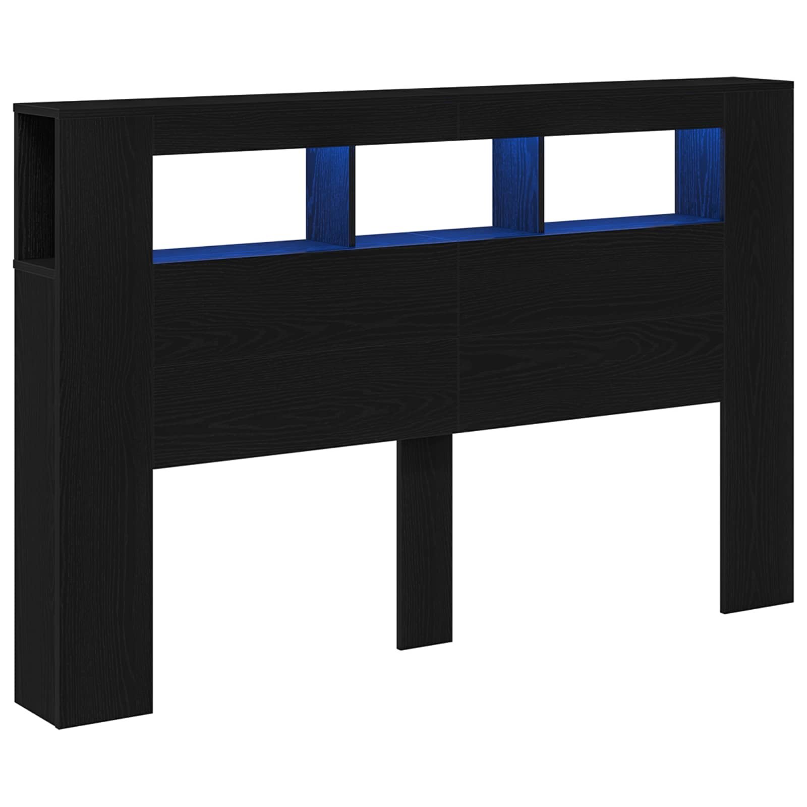 Walplus Engineered Wood LED Headboard - Black Ash - 160 x 18.5 x 103.5 cm - Image 2