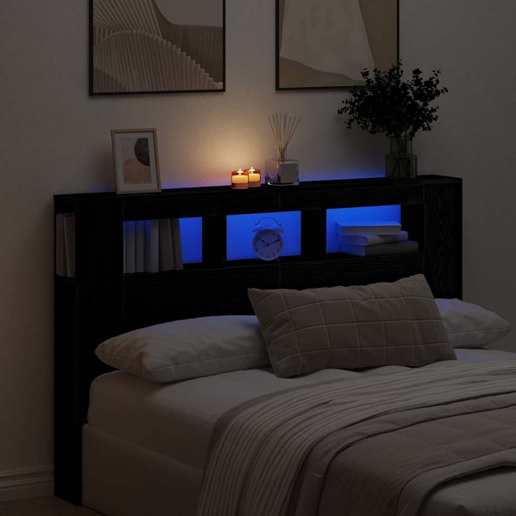 Walplus Engineered Wood LED Headboard - Black Ash - 160 x 18.5 x 103.5 cm - Image 4