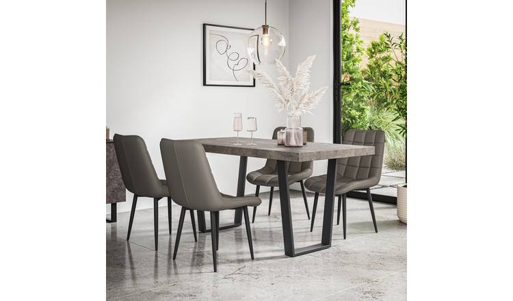 Furniture Online Aria Nova Oak Effect Dining Table & 6 Green Chairs
