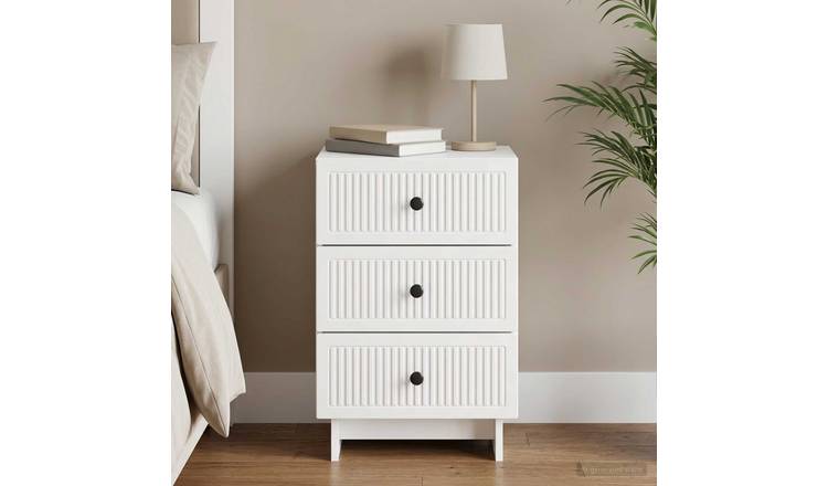 Walplus 1 Drawer Bedside Cabinet - High Gloss White - 43 x 41 x 66.5 cm