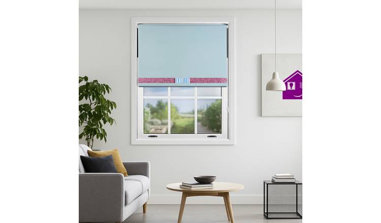 Furnished Duck Egg Blackout Roller Blind Glitter and Bow - 90 x 210cm