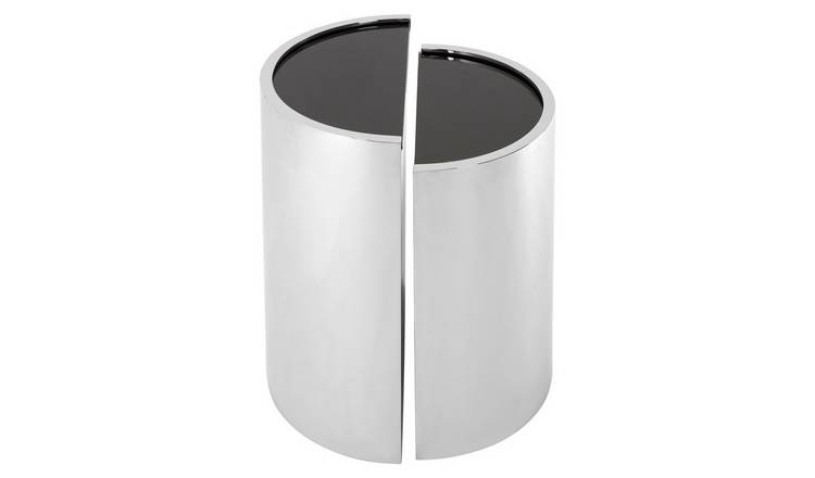 Orsina Glass Side Tables, Set of 2 - Black and Silver