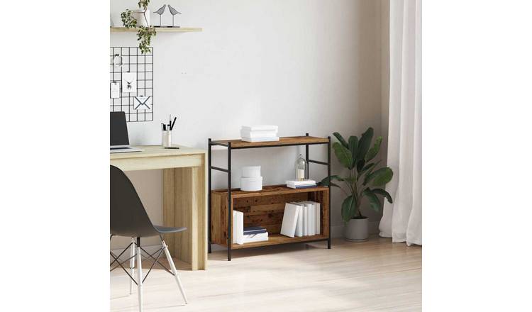 Walplus 1 Shelf Metal Bookshelf - Dark Oak - 80 x 30 x 78.5 cm (Smoked Oak)