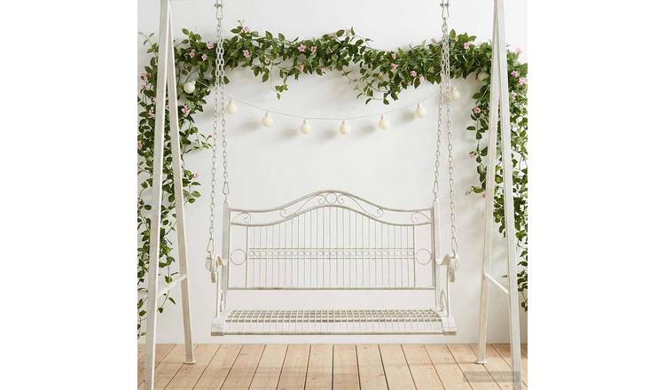 Walplus Steel Swing Bench Antique - Antique White - 115 x 61 x 63 cm