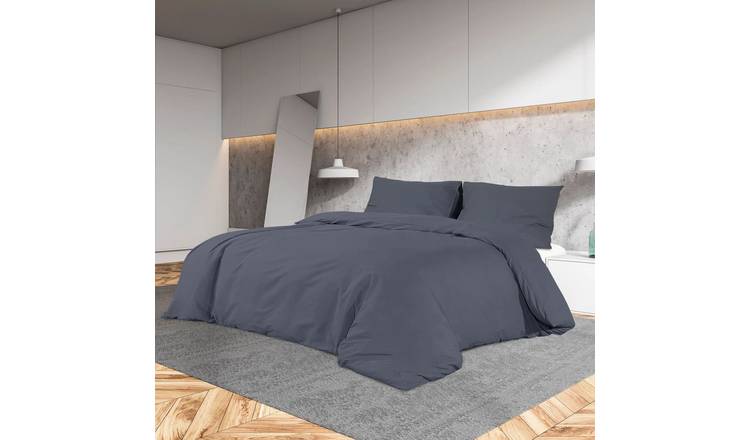 Walplus Microfibre Duvet Cover Set - Anthracite - 240 x 220 cm