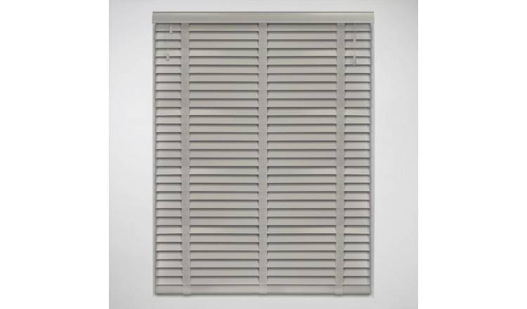 New Edge Blinds Pale Grey Real Wood Tape Venetian Blind - 45cm x 120cm