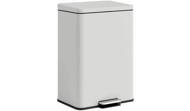 HOMCOM 20L Stainless Steel Kitchen Pedal Bin with Soft Close Lid - Cream
