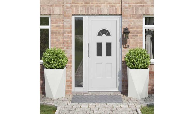 Walplus Pack of 2 Steel Garden Planter - White - 50 x 50 x 75 cm