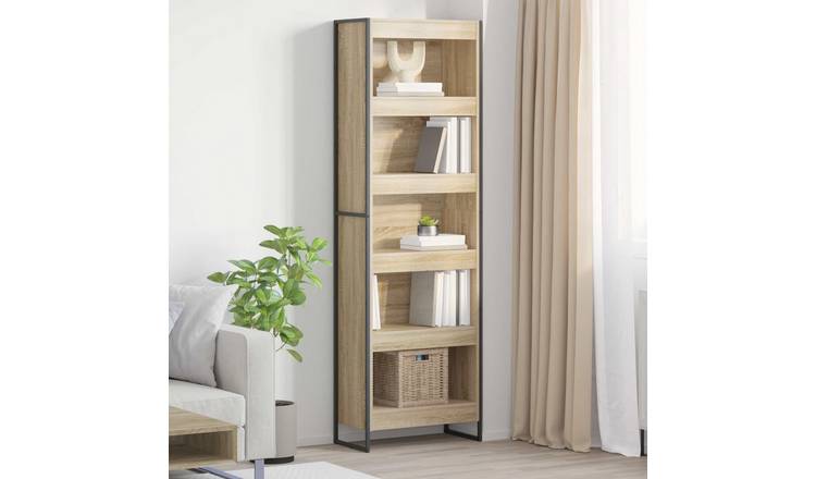 Walplus Engineered Wood Book Cabinet - Light Oak - 60 x 30 x 189.5 cm