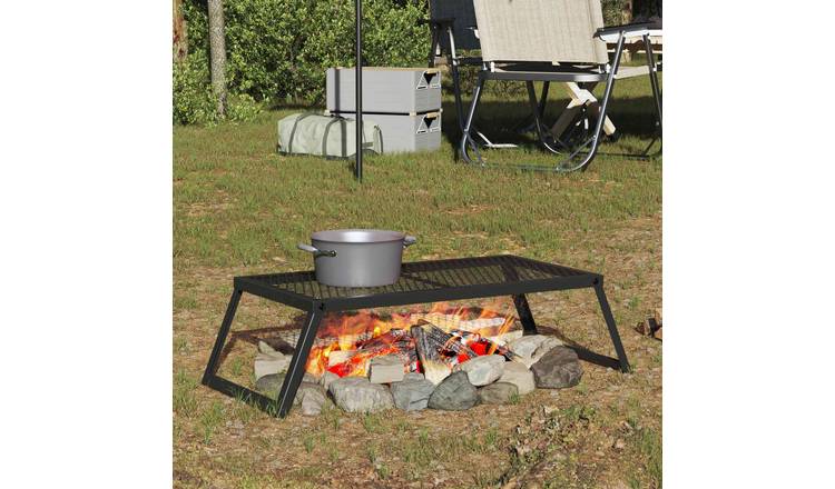 Walplus Steel Foldable Camping Grill Folding Alloy - Black - 70 x 34.5 x 18.5 cm
