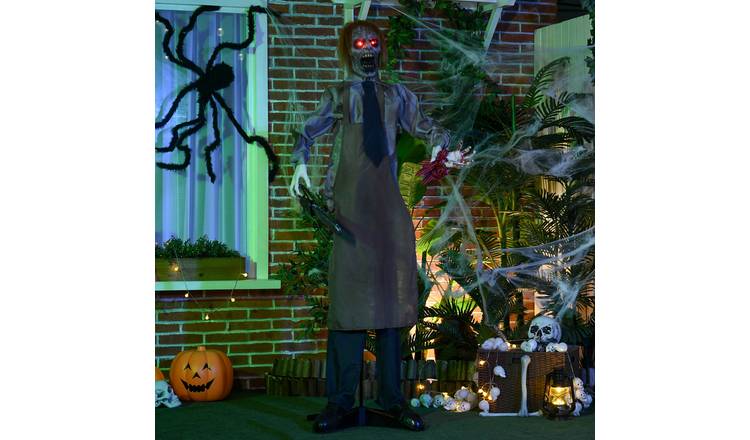 HOMCOM 5.5ft Animated Standing Chainsaw Halloween Prop Decoration