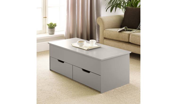 Home Source Bruges 2 Drawer Lift Up Coffee Table - Grey