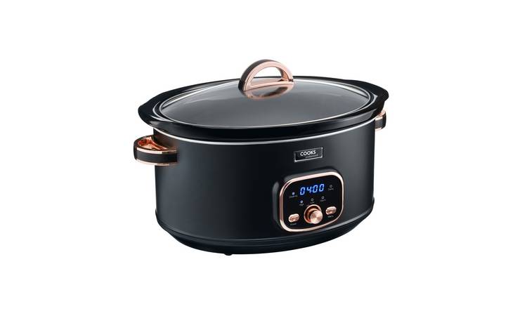 Cooks Professional 6.5L Digital Slow Cooker with 3 Heat Settings - Black/Copper