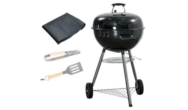 Outsunny Charcoal Iron Kettle Barbecue - Black