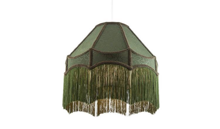 Happy Homewares Forest Green Floral Jacquard Victorian Pendant Shade - 40cm