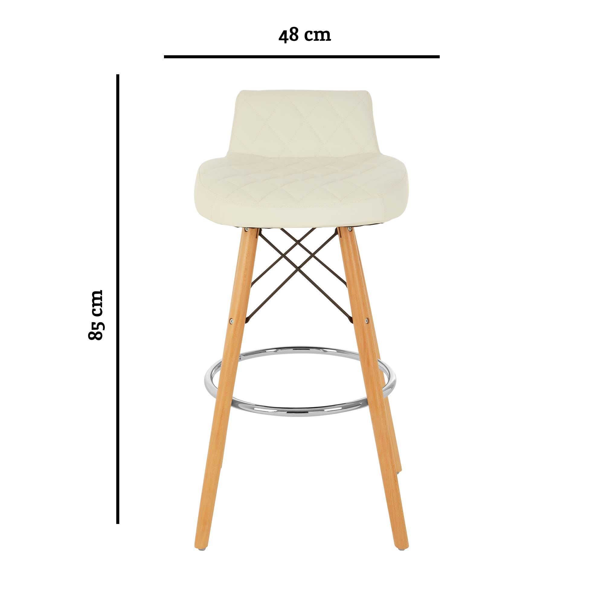 Orsina Stockholm Faux Leather Quilted Bar Stool – White and Natural - Image 4