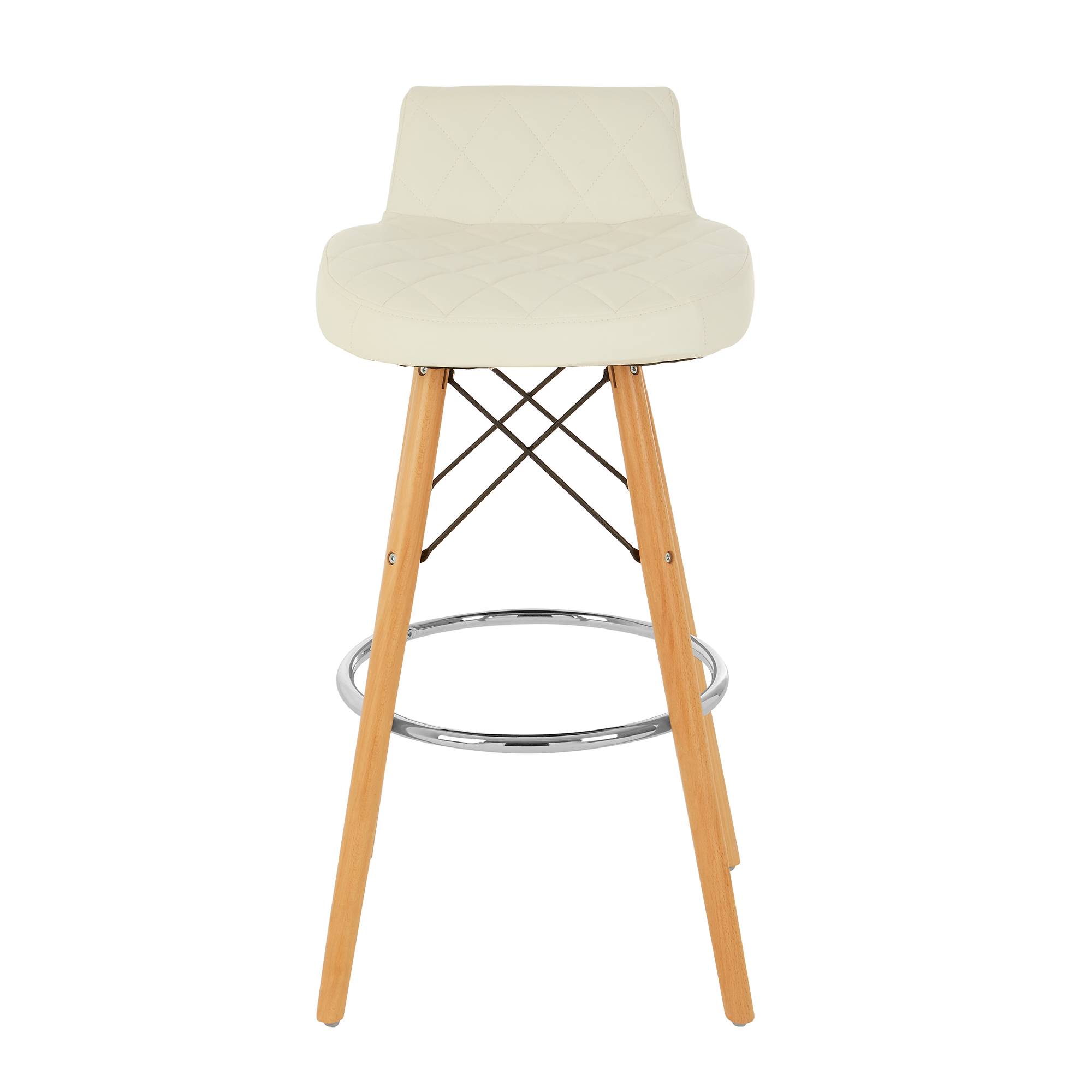 Orsina Stockholm Faux Leather Quilted Bar Stool – White and Natural - Image 1