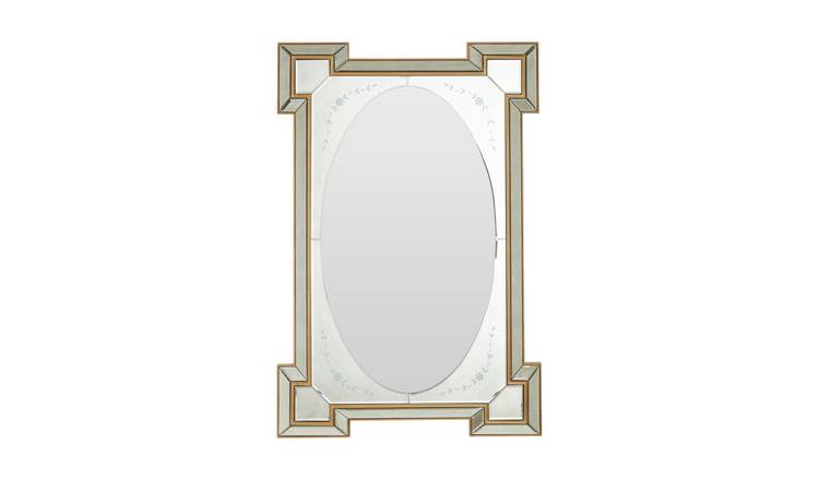 Orsina Lulu Antique Finish Rectangular Wall Mirror - Silver