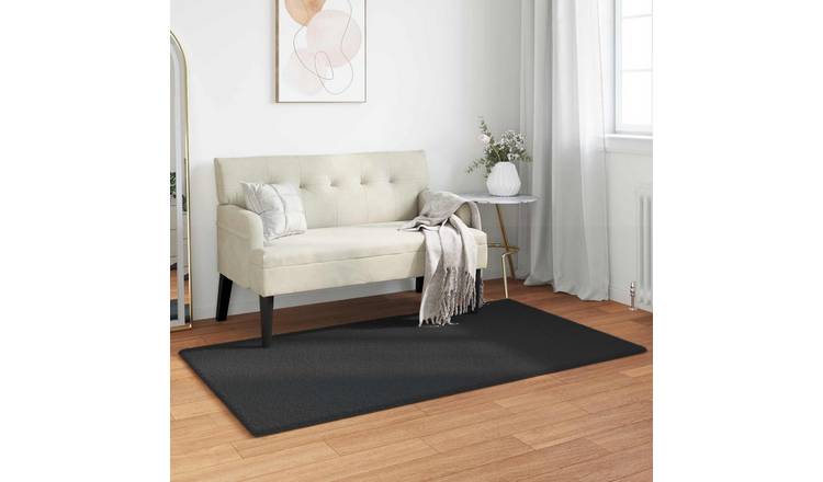 Walplus Olite Polyester Faux Fur Rug - Black - 80 x 150 cm