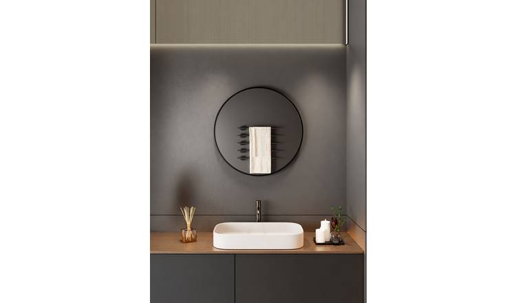 Neo Round Metal Frame Wall Mirror 60cm - Black
