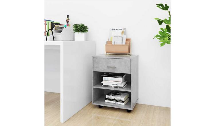 Walplus Engineered Wood Rolling Cabinet - Granite Grey - 46 x 36 x 59 cm