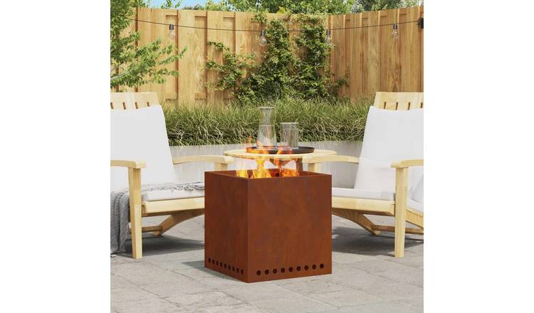 Walplus Steel Smokeless Fire Pit Weathering - Brown - 48 x 48 x 50 cm