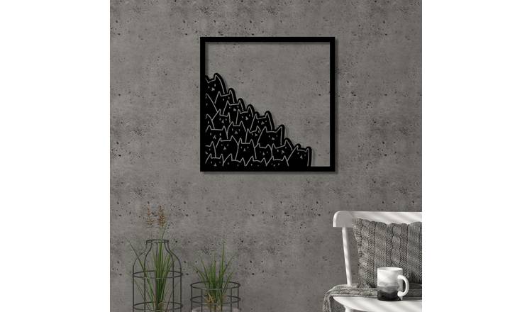 Decortie Metal Wall Art Meow Metal Hanging Wall Decor - black